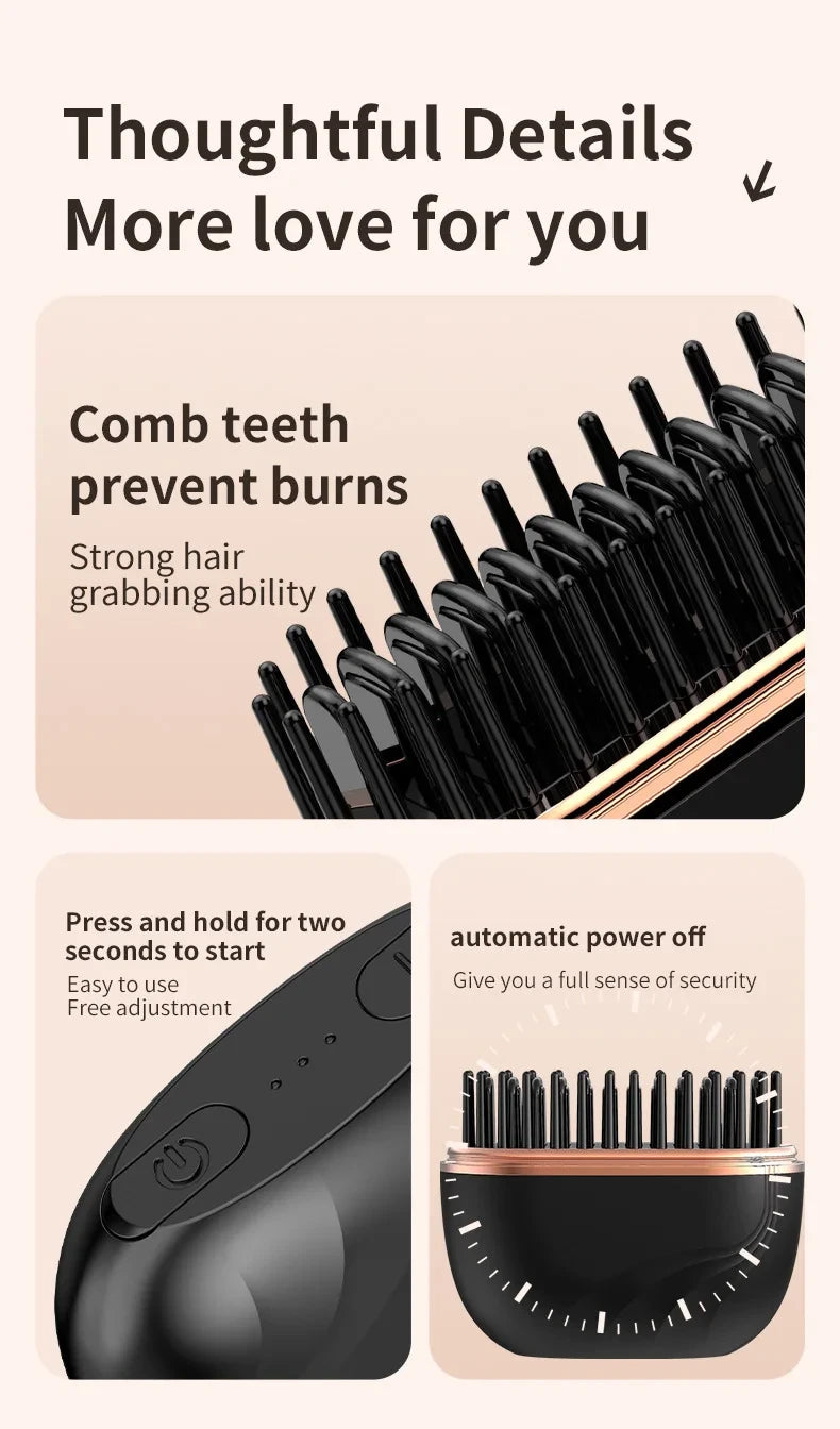 Portable Wireless Hair Straightener Brush